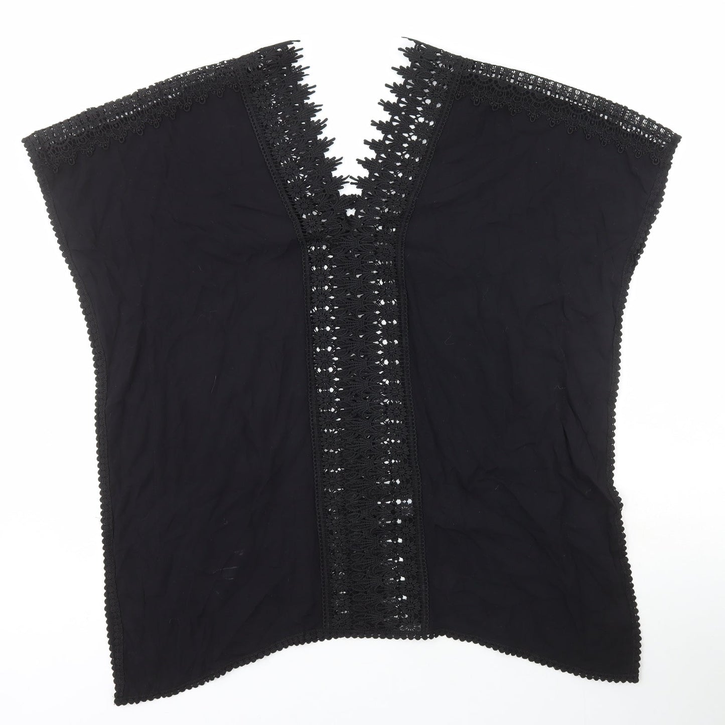 New Look Womens Black Viscose Basic Blouse Size S V-Neck