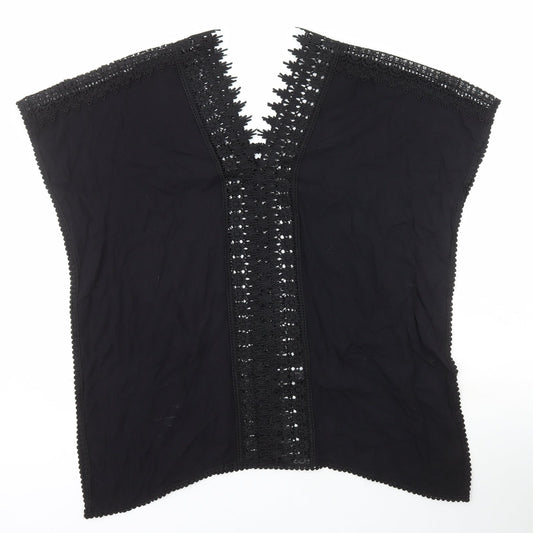 New Look Womens Black Viscose Basic Blouse Size S V-Neck