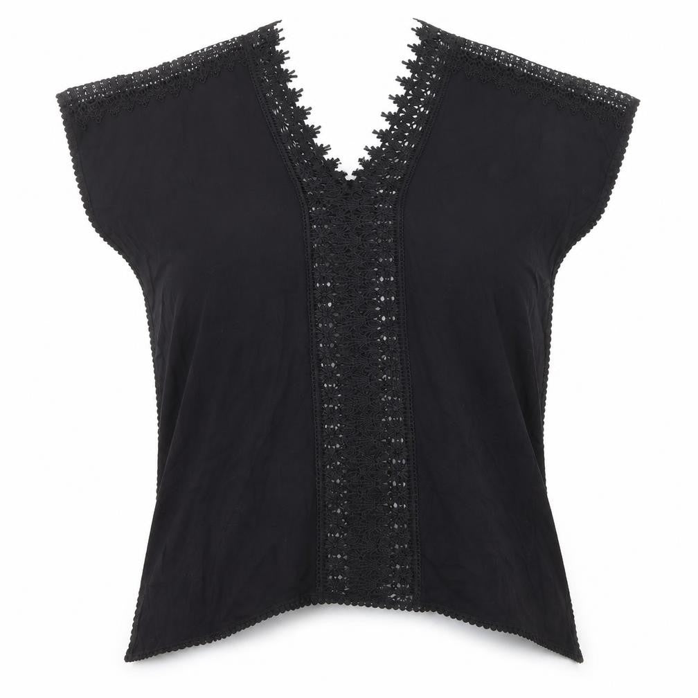 New Look Womens Black Viscose Basic Blouse Size S V-Neck