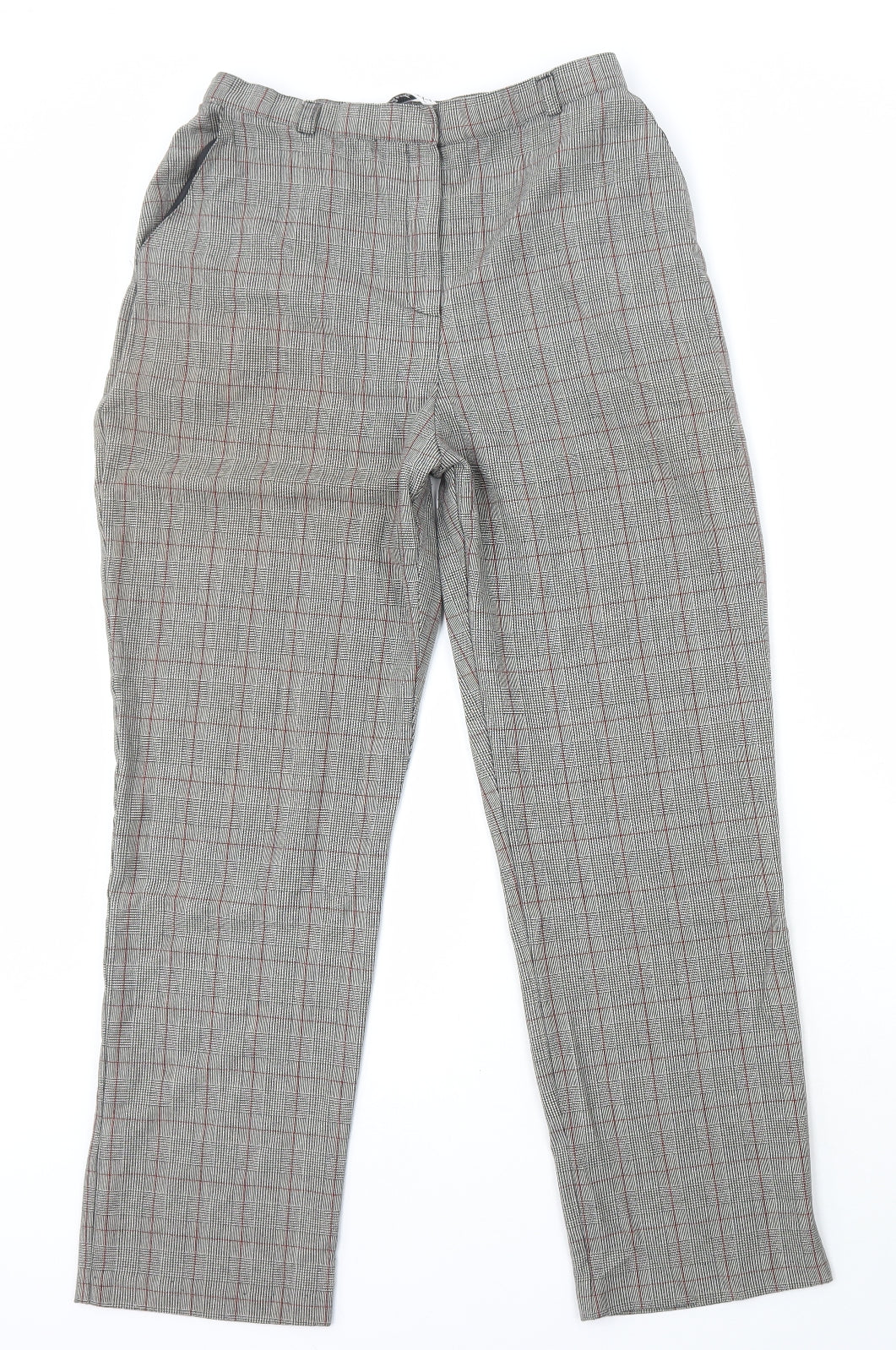 Berkertex Womens Grey Plaid Polyester Trousers Size 12 L27 in Regular