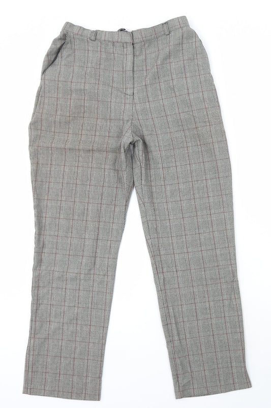 Berkertex Womens Grey Plaid Polyester Trousers Size 12 L27 in Regular