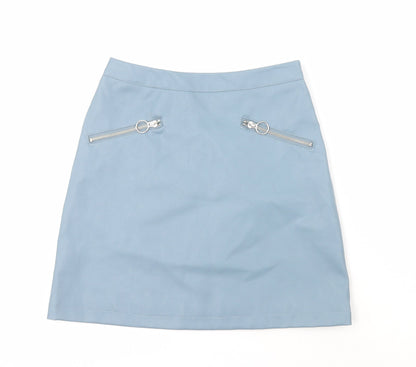 Primark Womens Blue Polyester A-Line Skirt Size 6