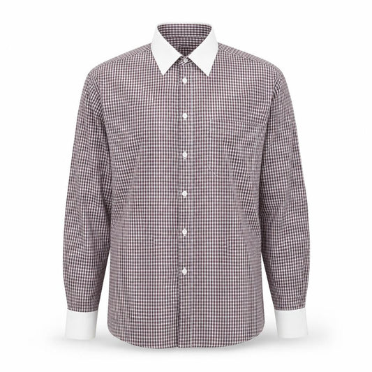 B&W Mens Purple Check Cotton Button-Up Size 15.5 Collared