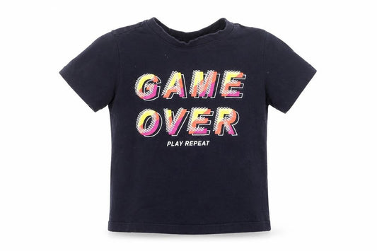 Primark Boys Blue Cotton Basic T-Shirt Size 3-4 Years Round Neck - Game Over