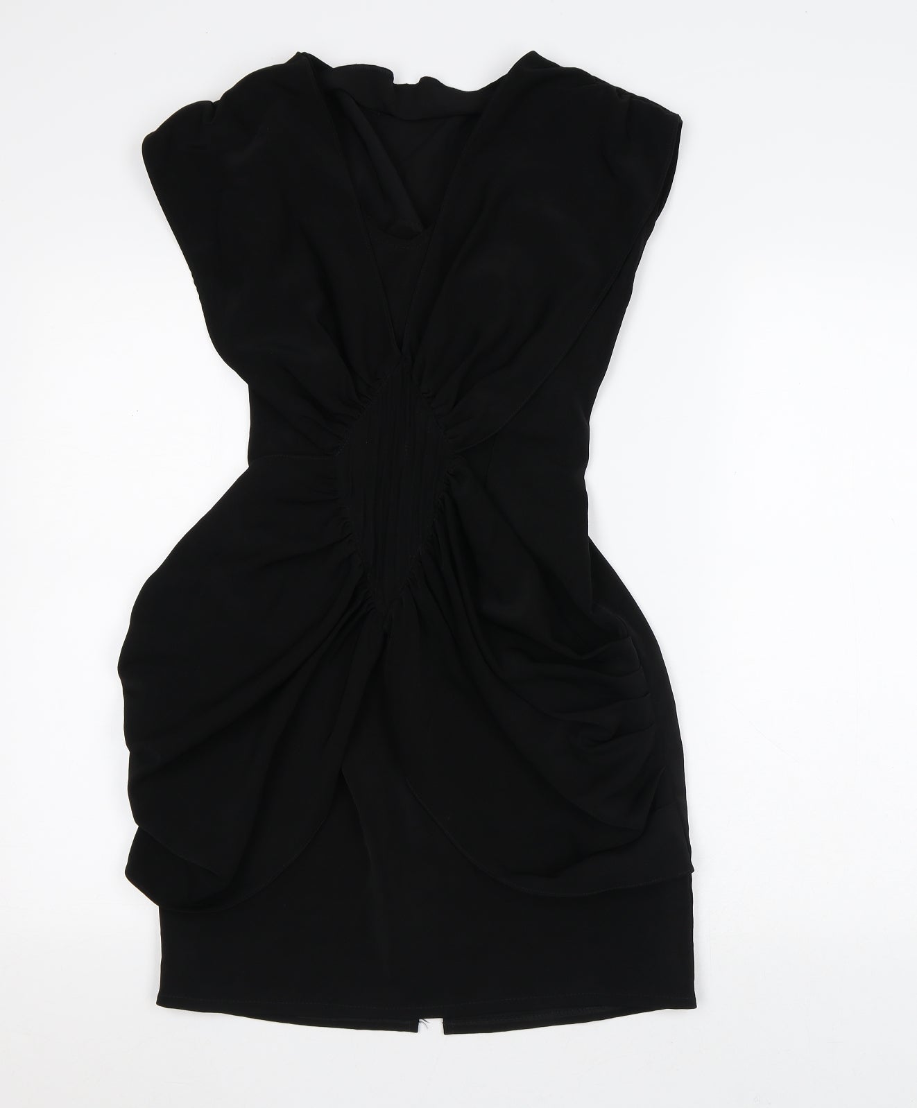 Du-Dee Womens Black Polyester Fit & Flare Size S Round Neck
