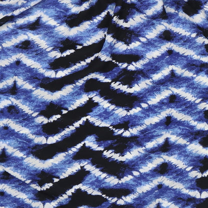 Peacocks Womens Blue Geometric Polyester Tunic Blouse Size 14 V-Neck