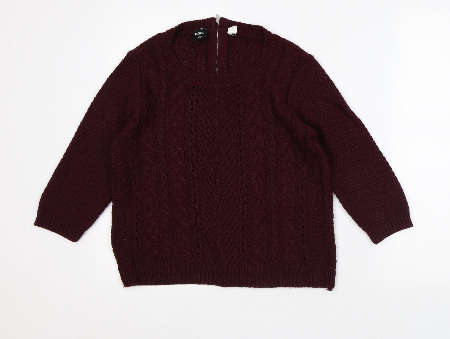 BDG Womens Purple Round Neck Acrylic Pullover Jumper Size S