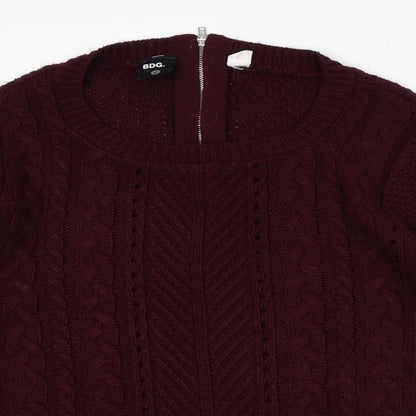 BDG Womens Purple Round Neck Acrylic Pullover Jumper Size S