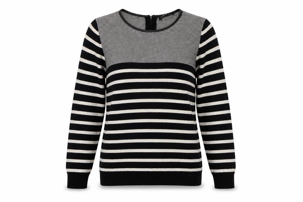 Autograph Womens White Striped Viscose Pullover Sweatshirt Size 8