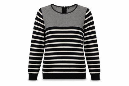Autograph Womens White Striped Viscose Pullover Sweatshirt Size 8