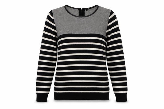 Autograph Womens White Striped Viscose Pullover Sweatshirt Size 8