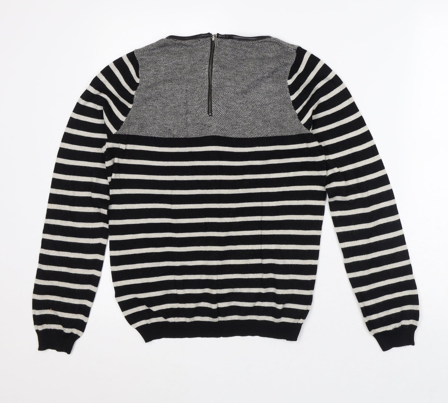 Autograph Womens White Striped Viscose Pullover Sweatshirt Size 8