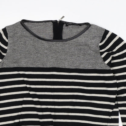 Autograph Womens White Striped Viscose Pullover Sweatshirt Size 8
