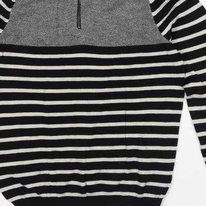 Autograph Womens White Striped Viscose Pullover Sweatshirt Size 8