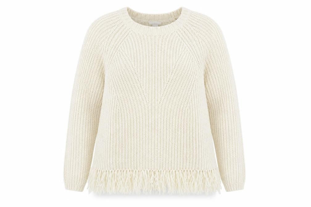 H&M Womens Ivory Round Neck Acrylic Pullover Jumper Size M