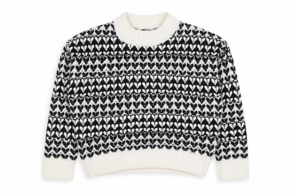 Pep & Co Womens Black Mock Neck Geometric Acrylic Pullover Jumper Size M
