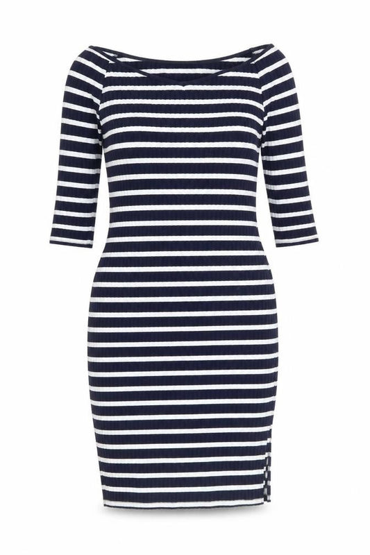 V By Very Womens Blue Striped Polyester Bodycon Size 12 Off the Shoulder Pullover