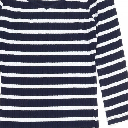 V By Very Womens Blue Striped Polyester Bodycon Size 12 Off the Shoulder Pullover