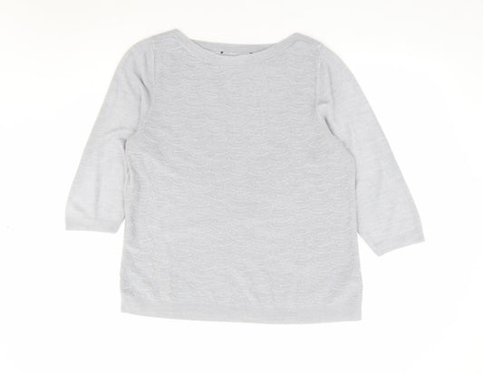 Bonmarché Womens Grey Boat Neck Acrylic Pullover Jumper Size 20