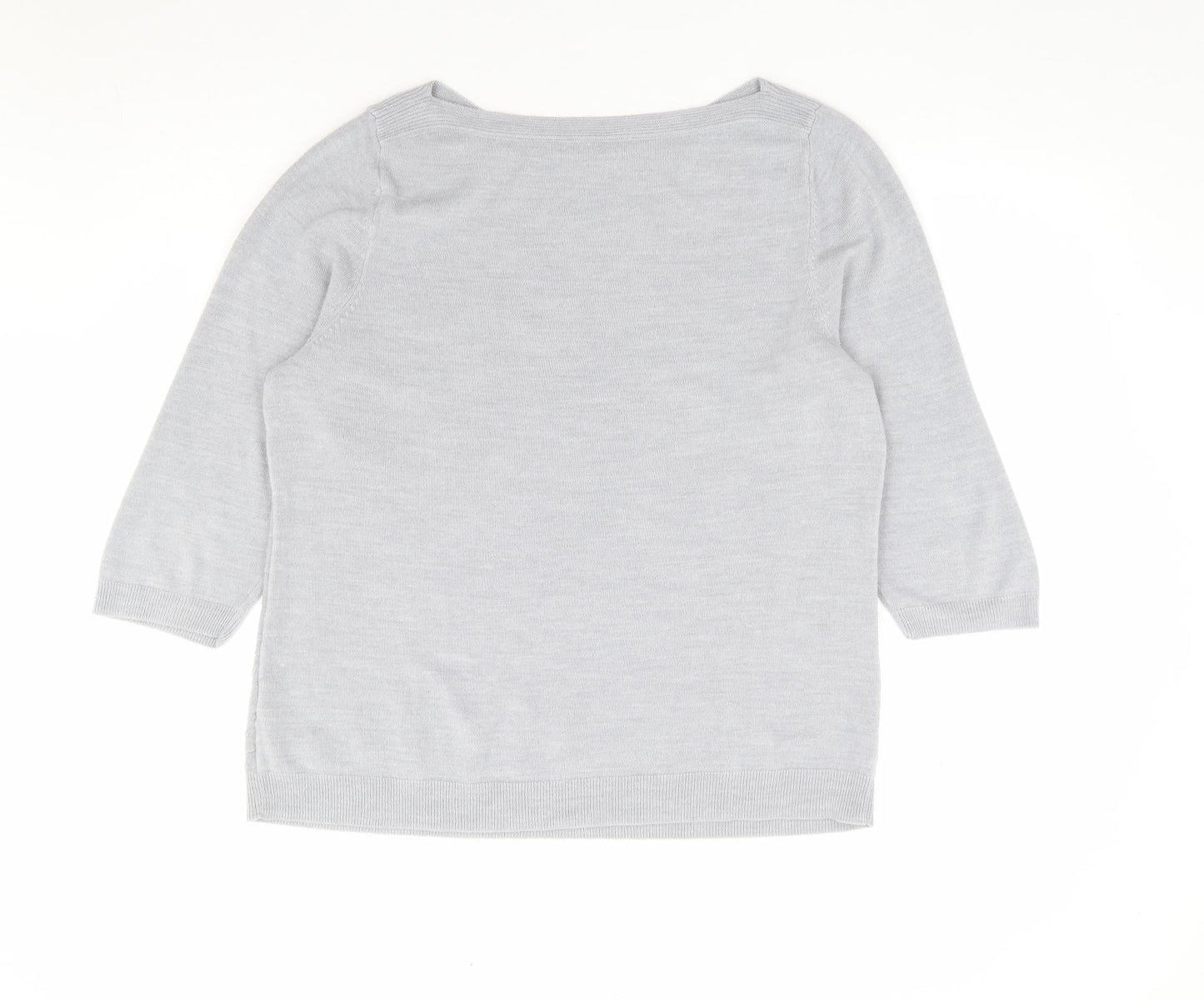 Bonmarché Womens Grey Boat Neck Acrylic Pullover Jumper Size 20