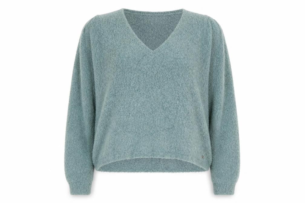 Pull & Bear Womens Green V-Neck Acrylic Pullover Jumper Size M