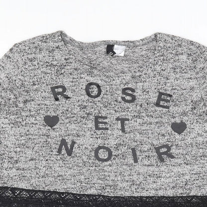 H&M Womens Grey Polyester Jersey T-Shirt Size S Round Neck