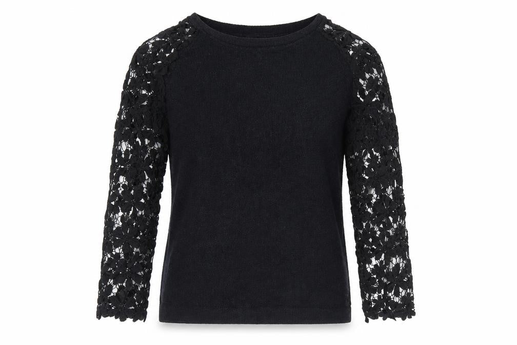 Zanzea Womens Black Round Neck Floral Polyester Pullover Jumper Size L