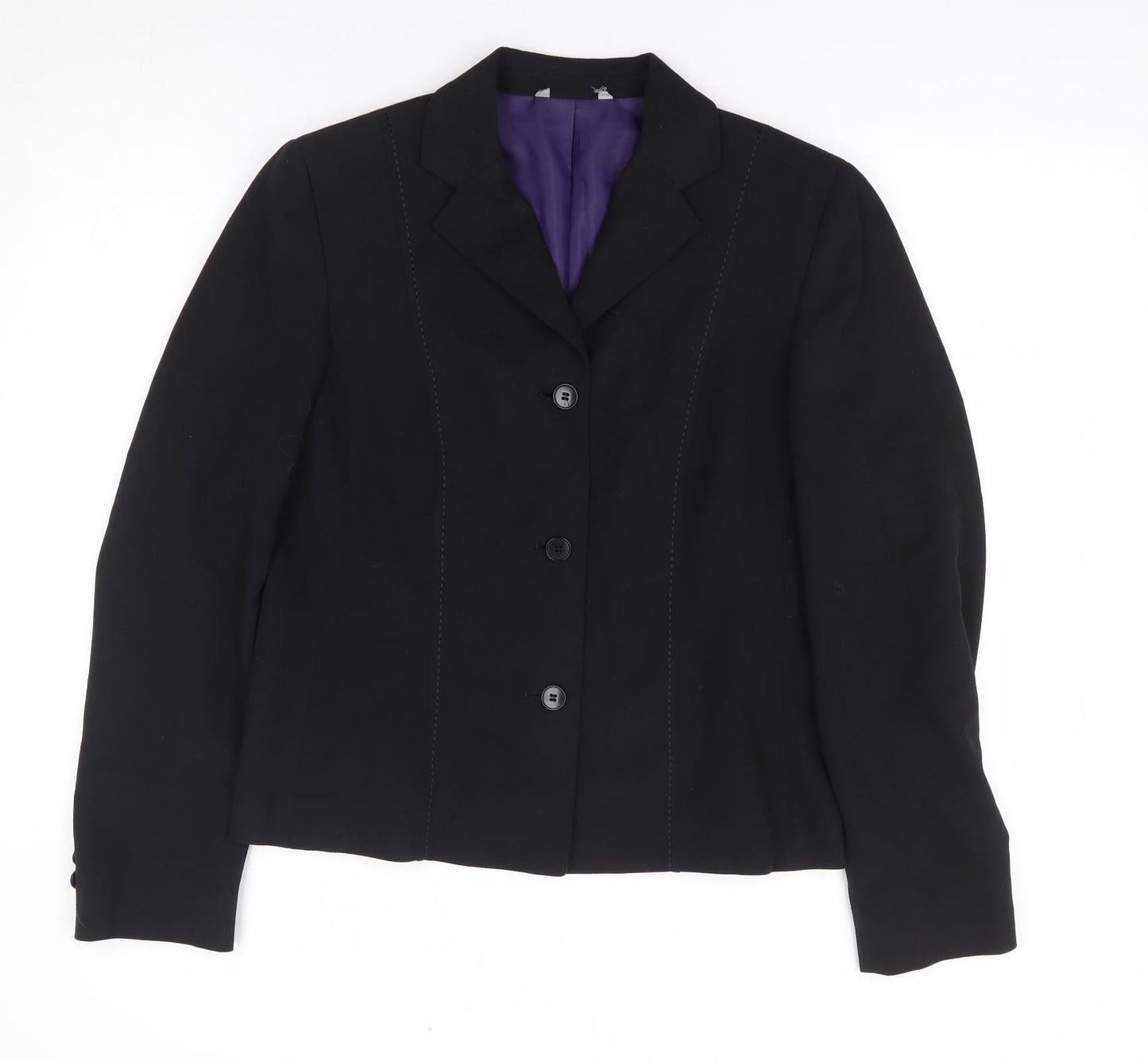 Preworn Womens Black Polyester Jacket Suit Jacket Size M