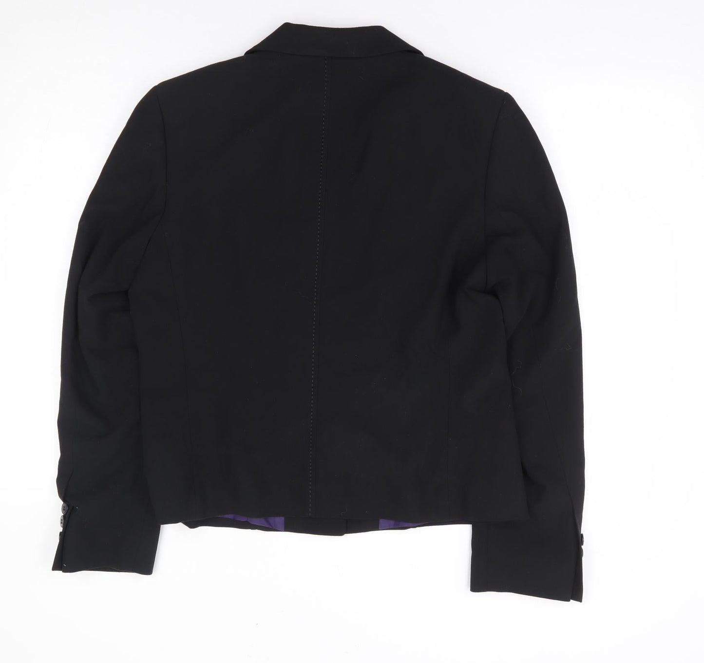 Preworn Womens Black Polyester Jacket Suit Jacket Size M