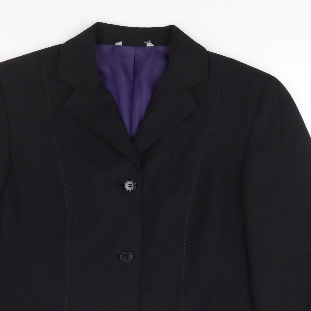 Preworn Womens Black Polyester Jacket Suit Jacket Size M