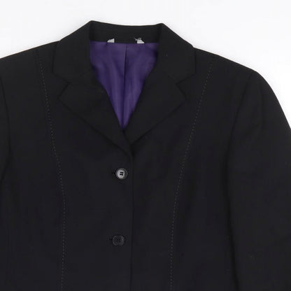 Preworn Womens Black Polyester Jacket Suit Jacket Size M