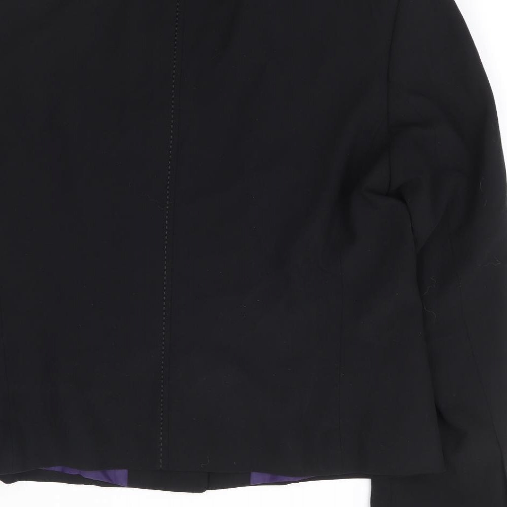 Preworn Womens Black Polyester Jacket Suit Jacket Size M