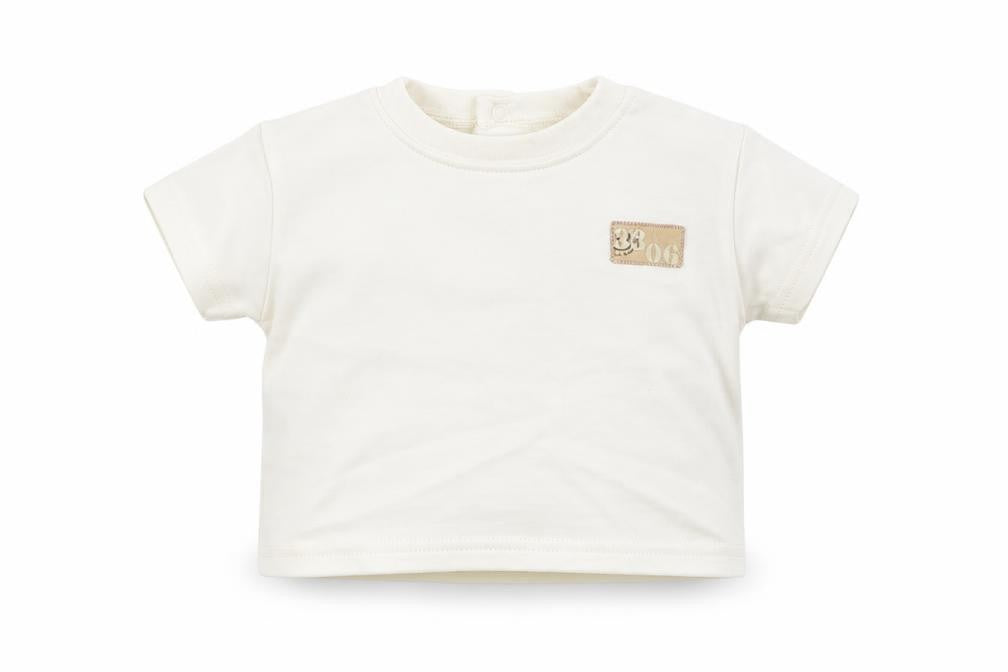 George Boys Ivory Cotton Basic T-Shirt Size 0-3 Months Round Neck Pullover