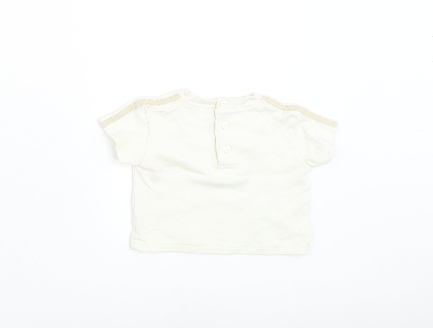 George Boys Ivory Cotton Basic T-Shirt Size 0-3 Months Round Neck Pullover