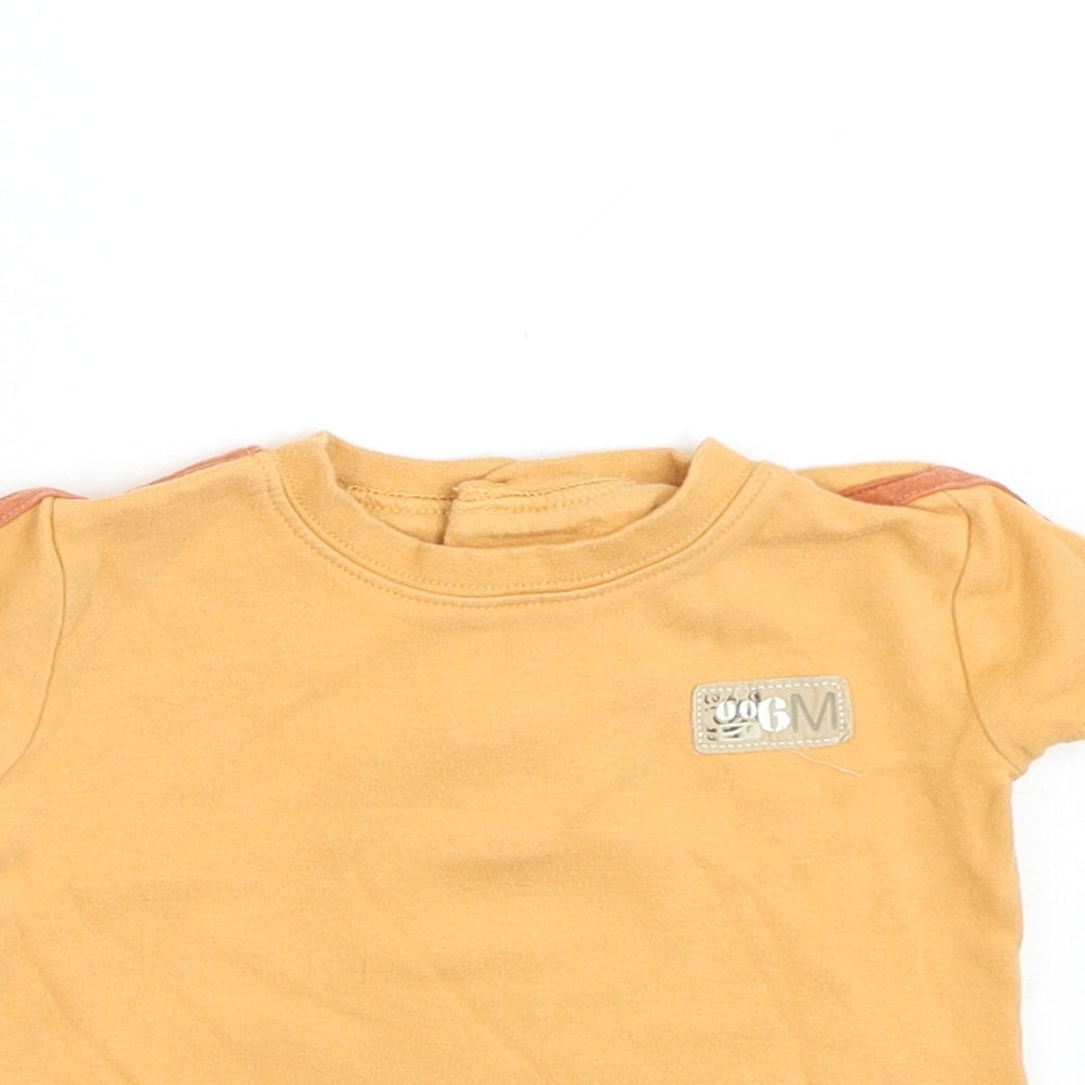 George Boys Orange Cotton Basic T-Shirt Size 0-3 Months Round Neck Pullover