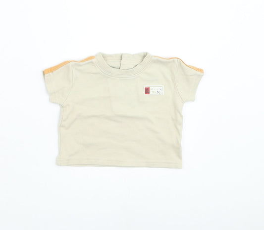 George Boys Beige Cotton Basic T-Shirt Size 0-3 Months Round Neck Pullover