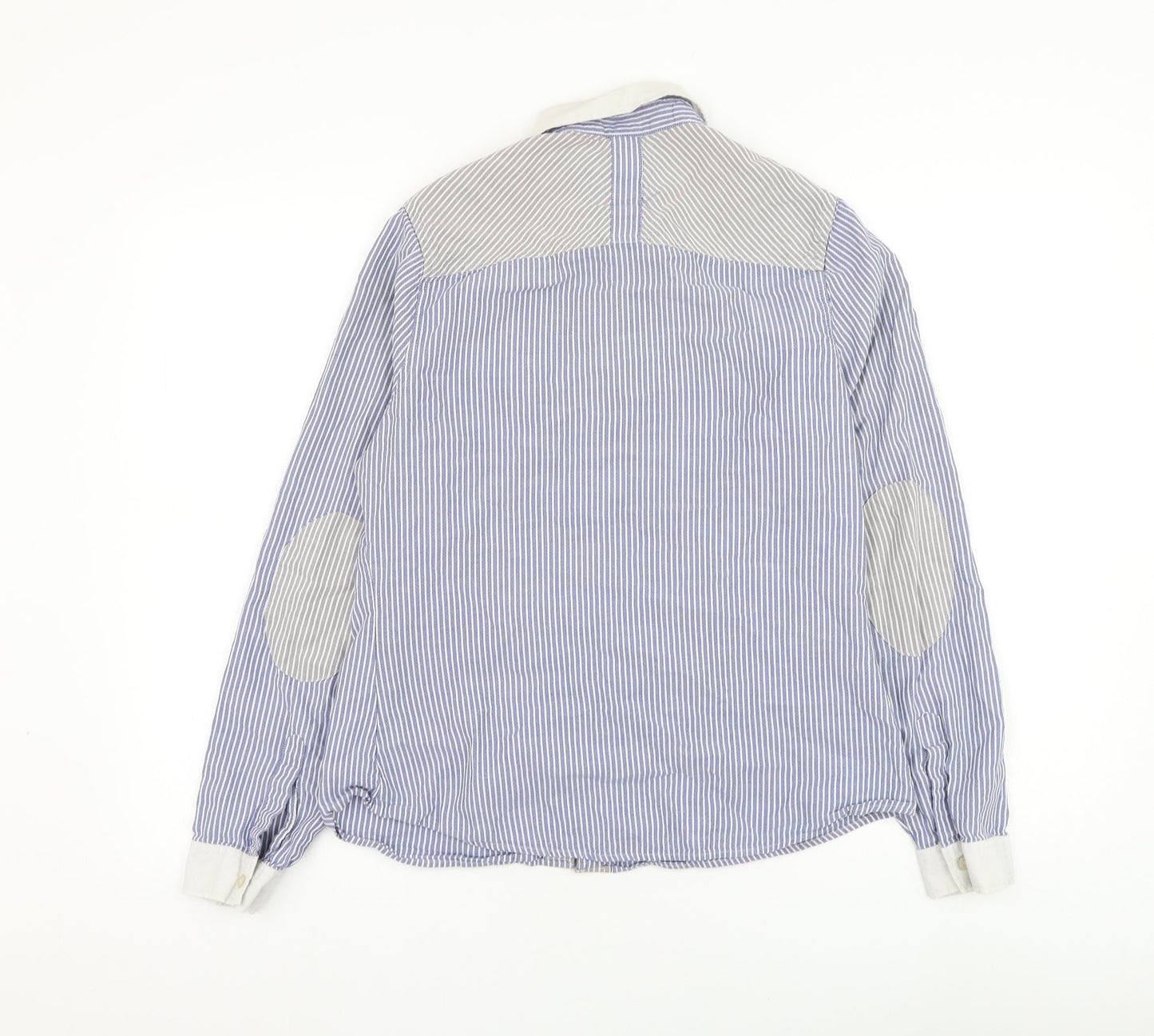 NEXT Womens Blue Striped Cotton Basic Button-Up Size 12 Collared