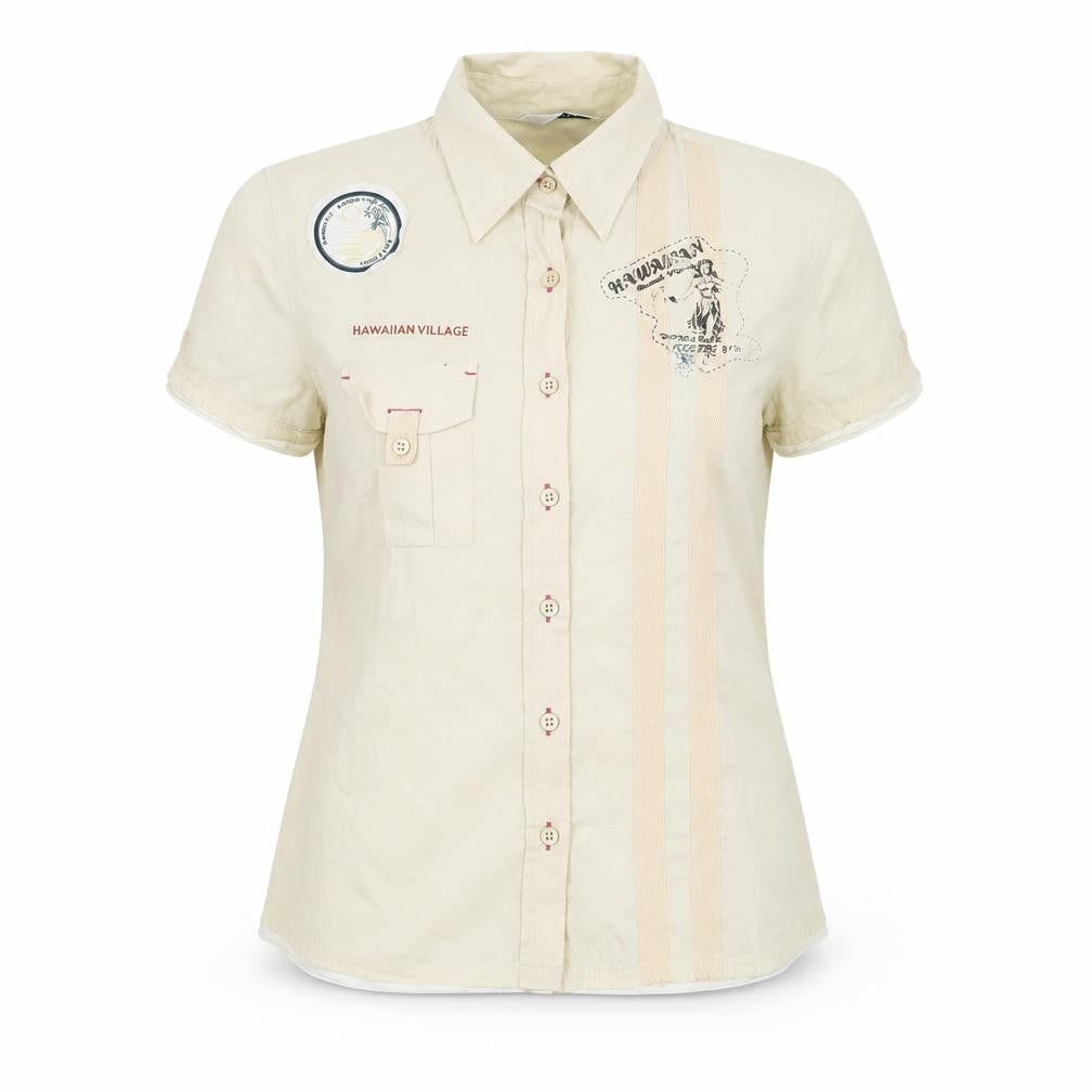 NEXT Womens Beige Cotton Basic Button-Up Size 14 Collared