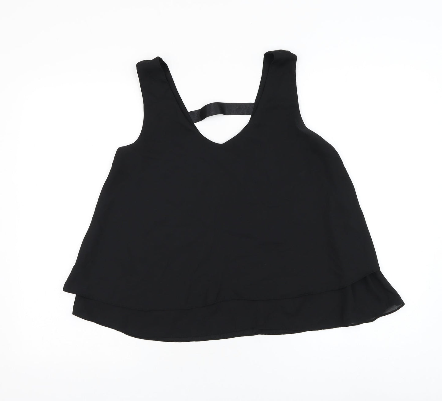 Vera & Lucy Womens Black Polyester Basic Tank Size M V-Neck