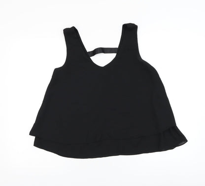 Vera & Lucy Womens Black Polyester Basic Tank Size M V-Neck