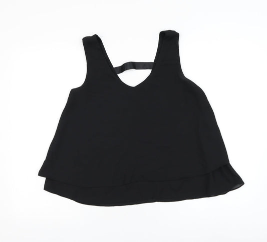 Vera & Lucy Womens Black Polyester Basic Tank Size M V-Neck