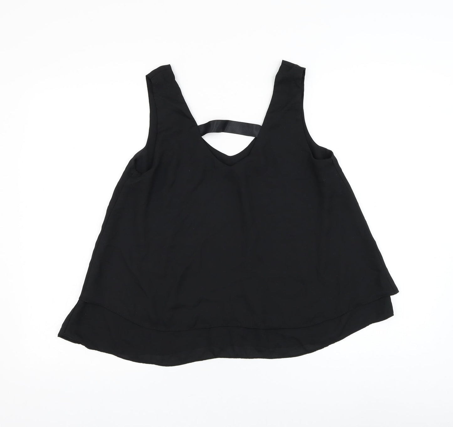 Vera & Lucy Womens Black Polyester Basic Tank Size M V-Neck