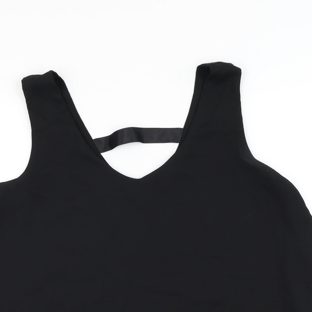 Vera & Lucy Womens Black Polyester Basic Tank Size M V-Neck