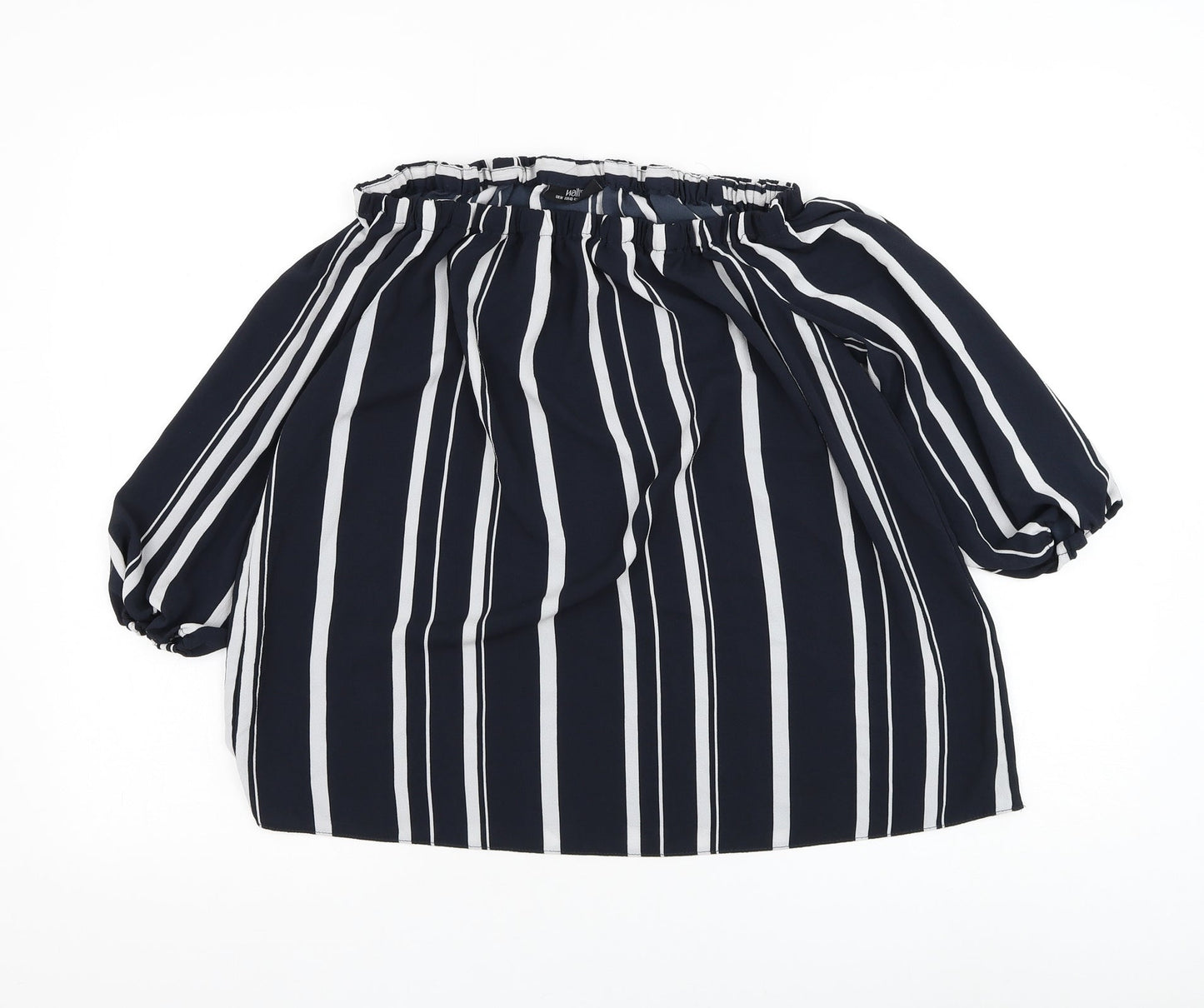 Wallis Womens Blue Striped Polyester Basic Blouse Size M Square Neck