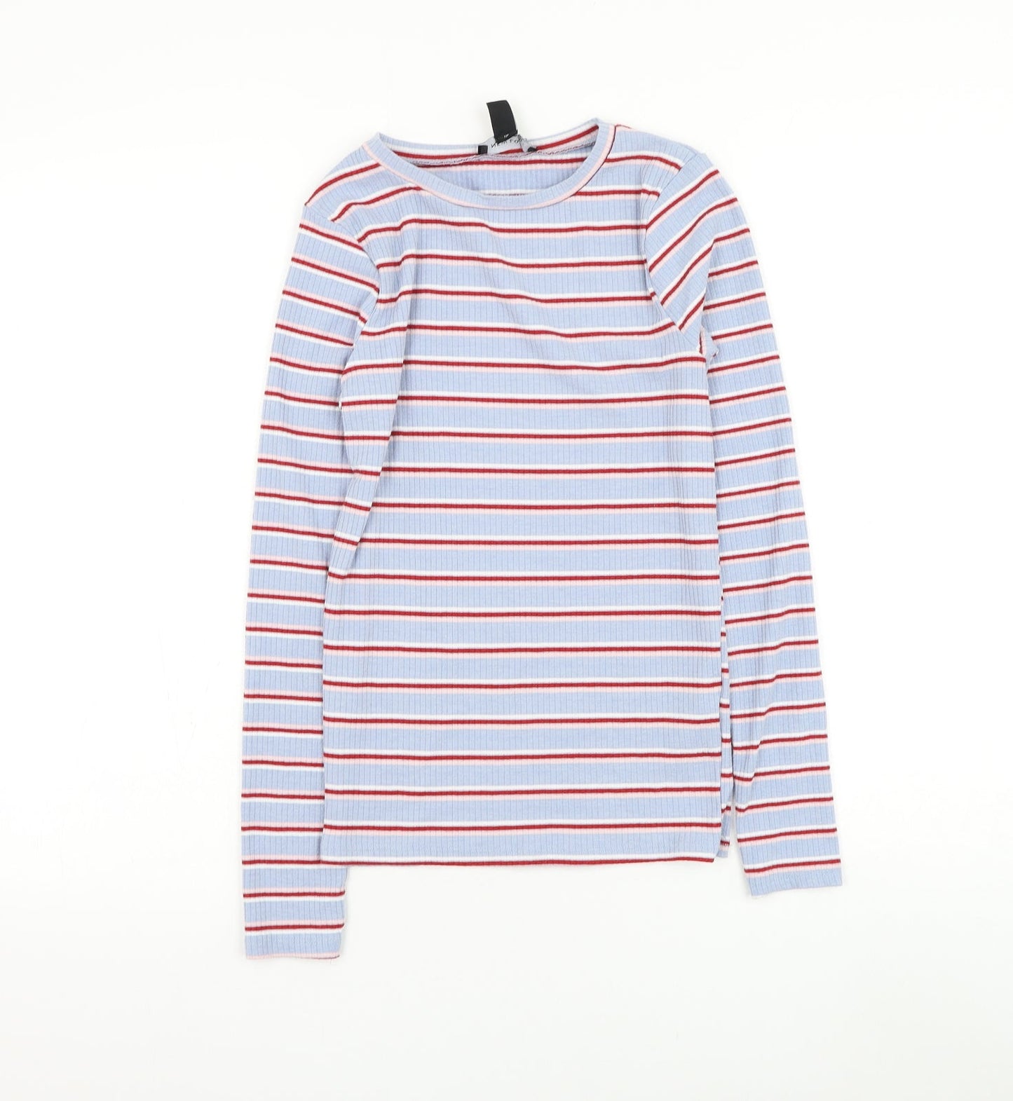 New Look Womens Blue Round Neck Striped Polyester Pullover Jumper Size 8