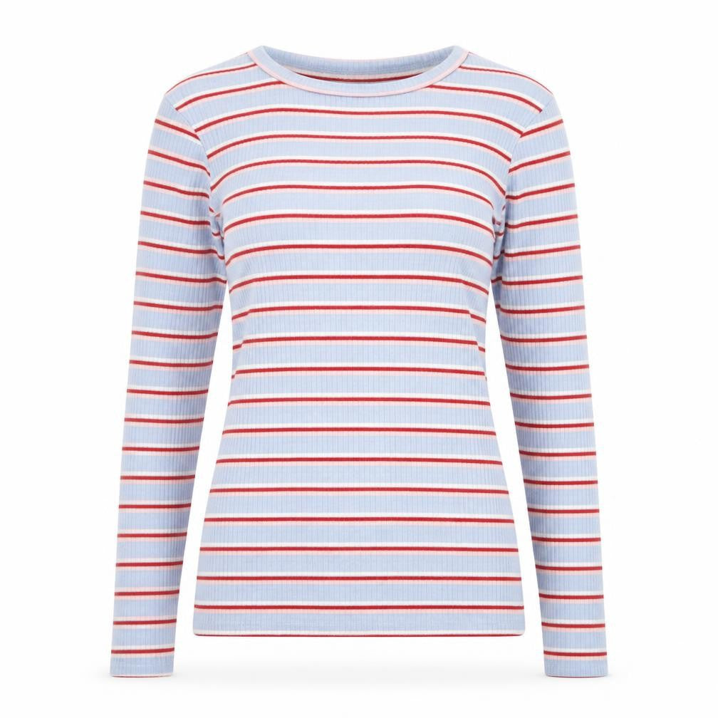 New Look Womens Blue Round Neck Striped Polyester Pullover Jumper Size 8