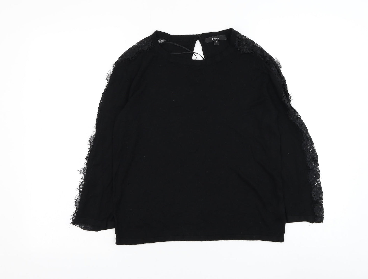 NEXT Womens Black Round Neck Viscose Pullover Jumper Size 12