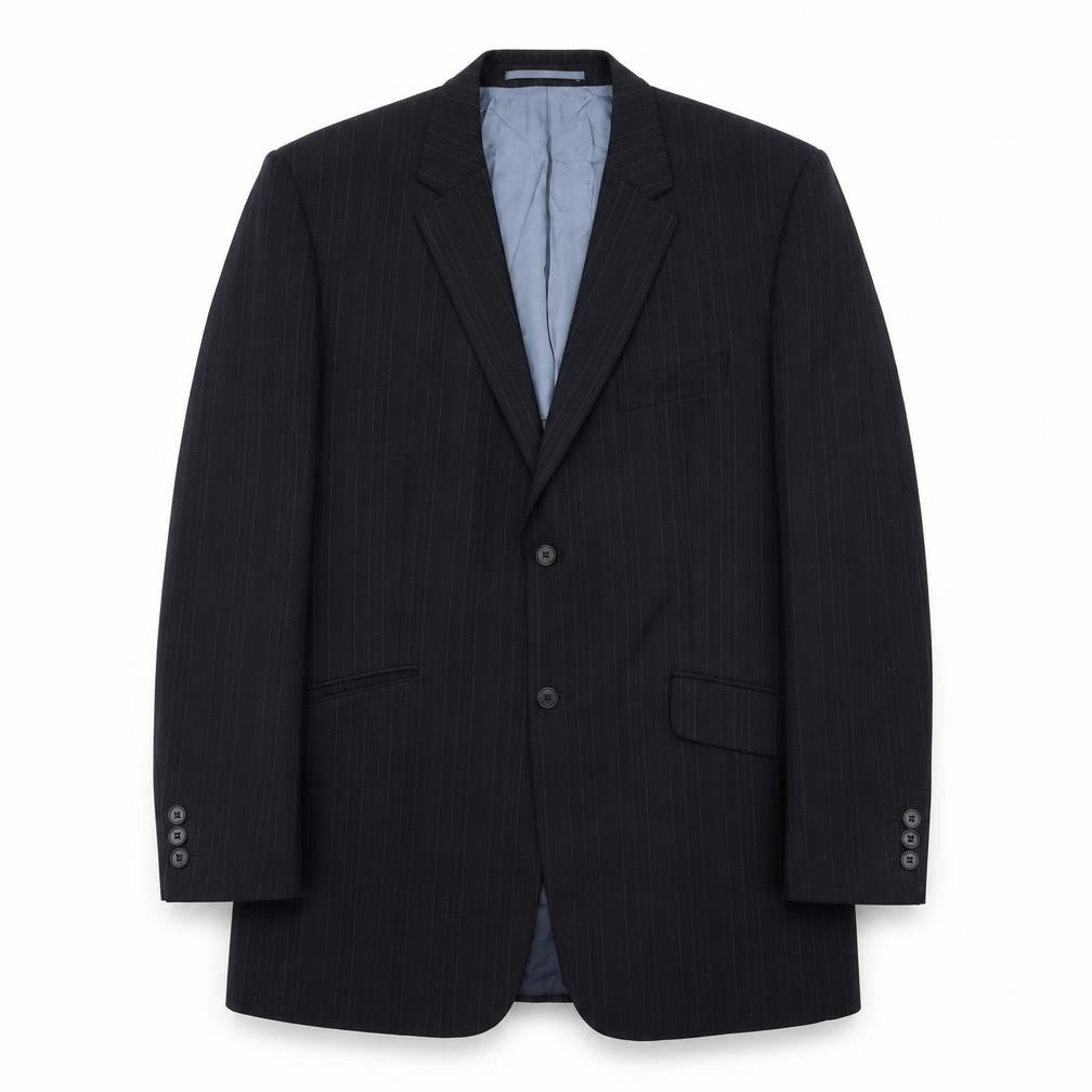Karl Jackson Mens Black Striped Wool Jacket Suit Jacket Size 44