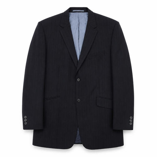Karl Jackson Mens Black Striped Wool Jacket Suit Jacket Size 44