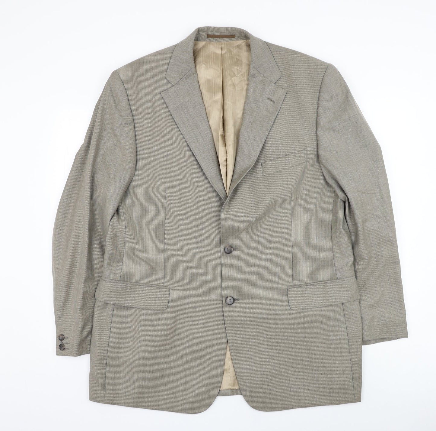 Van Kollem Mens Beige Wool Jacket Suit Jacket Size 44
